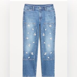 Old Navy Light Blue Floral OG Loose women’s Jeans size 14 NWT